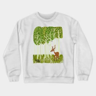 Deer in birch forest Crewneck Sweatshirt